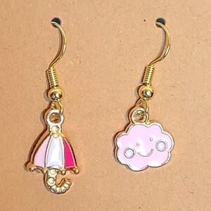 New Hand Crafted Cute Rainy Day Hook Earrings 14K Gold Plated